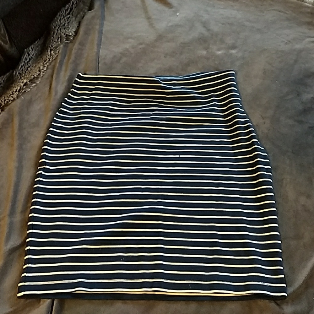 Blue and white striped mini skirt